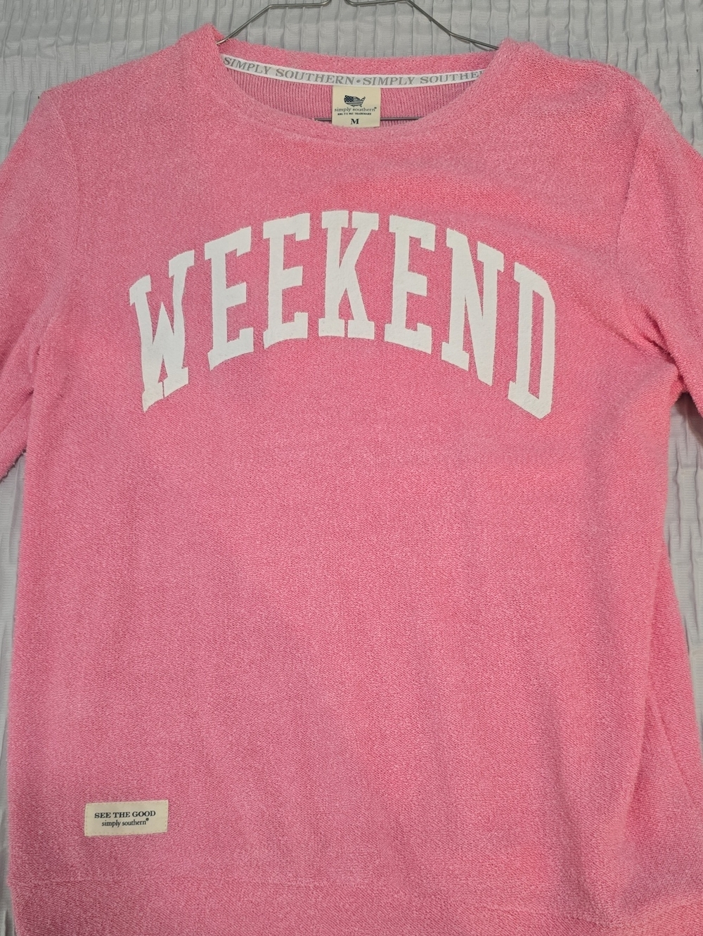 Simply Southern Pink 'WEEKEND' Terry Pullover